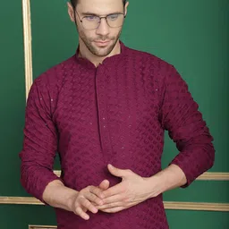 Anouk Embroidered Regular Sequinned Kurta With Pyjamas image 3