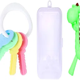 Baby Soft Silicone Giraffe Textured Teething Toy Teether With Key Shaped Teether and Feeder-10