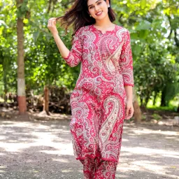 Women Viscose Rayon Kurti Palazzo Set-image-11