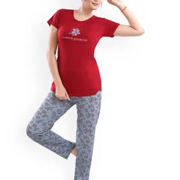 DZZO Floral Printed T-Shirt With Pyjama Night suit-picture-37