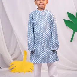 VASTRAMAY Boys Floral Printed Regular Pure Cotton Kurta with Pyjamas-picture-47