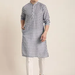 VASTRAMAY Men Ethnic Motifs Printed Kurta with Pyjamas-image-39
