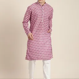 VASTRAMAY Men Floral Printed Kurta with Pyjamas-picture-45