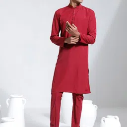 VASTRAMAY Mandarin Collar Regular Kurta & Pyjamas image 1
