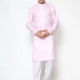 COCOI LIFESTYLE Men Pink Solid Dupion Silk Kurta with Pyjamas-picture-36