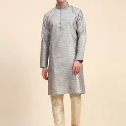 Moda Rapido Men Ethnic Motifs Embroidered Regular Thread Work Kurta with Pyjamas-picture-6