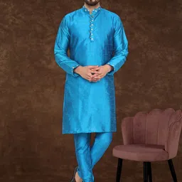 Moda Rapido Men Ethnic Motifs Embroidered Regular Thread Work Kurta with Pyjamas-picture-18