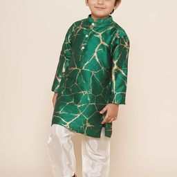 Sethukrishna Boys Abstract Printed Regular Kurta With Pyjamas-11