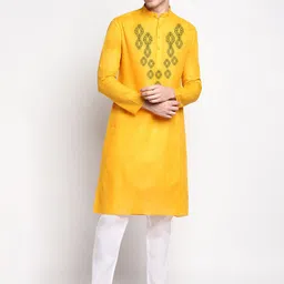 DEVOILER Ethnic Motifs Printed Mandarin Collar Regular Kurta With Pyjama-picture-42
