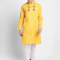 DEVOILER Ethnic Motifs Printed Band Collar Straight Kurta With Pyjama-picture-32