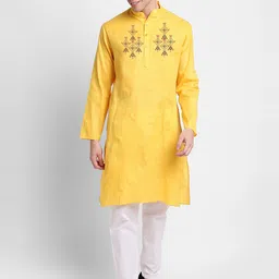 DEVOILER Ethnic Motifs Printed Mandarin Collar Regular Kurta with Pyjamas-picture-26