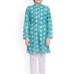 BAESD Boys Ethnic Motifs Printed Mandarin Collar Regular Kurta with Dhoti Pants-47