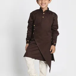 VASTRAMAY Boys Mandarin Collar Angrakha Kurta with Pyjamas-36