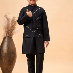 VASTRAMAY Boys Kurta & Pyjamas With Nehru Jacket-image-61
