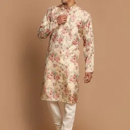 VASTRAMAY Floral Printed Regular Kurta With Pyjamas-picture-16