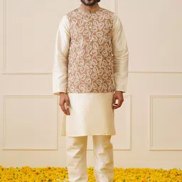 Jompers Regular Kurta with Pyjamas & Embroidred Nehru Jacket-picture-6