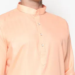 COCOI LIFESTYLE Men Peach-Coloured Dupion Silk Kurta with Pyjama image 2