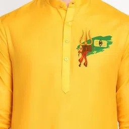 DEVOILER Men Yellow Ethnic Motifs Printed Regular Kurta With Pyjamas image 4