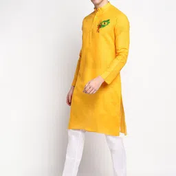 DEVOILER Men Yellow Ethnic Motifs Printed Regular Kurta With Pyjamas image 3