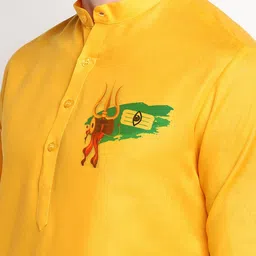 DEVOILER Men Yellow Ethnic Motifs Printed Regular Kurta With Pyjamas image 2