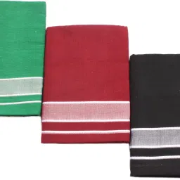 Hornbill Enterprises Kerala Style Cotton Dhoti Single size with 1.9 meters Set 3 Solid Men Dhoti-image-50