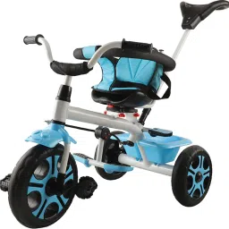 Jr539Blue 3 in 1 Stroll 'N Ride Baby Tricycle,Toddler Stroller Kids Pedal Tricycle w/ Pusher Adjustable Handle Seat Storage Rotating Seat for 12 Months to 5 Years (Blue) Tricycle-image-8