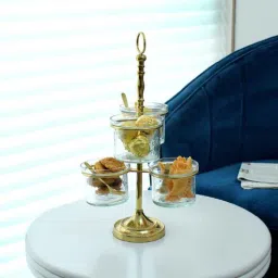 izzhaar Khatirdari 2 Tier 200ml Golden Brass & Glass Condiment Set-picture-14