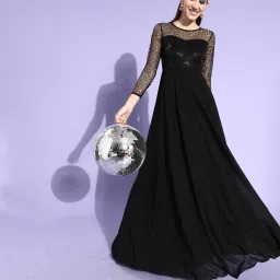 Women Gown Black Maxi/Full Length Dress-image-27