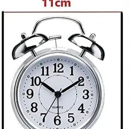 bbd kitchen shop Analog Table Alarm Clock Twin Bell Metal Frame With light Function for Home and Office Clock image 4