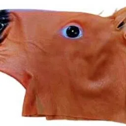 Mask Cosplay Masquerade Funny Halloween Mask Wig Brown Horse Head-image-35