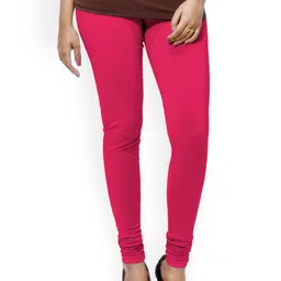 Go Colors Women Pink Solid Churidar Length Leggings-image-100