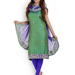 Chhabra 555 Green & Blue Brocade Unstitched Dress Material-image-44