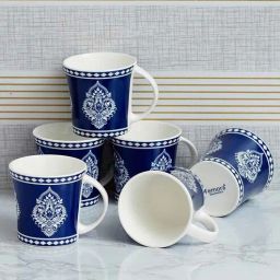 femora Blue 160 ml Ceramic Block Print (Set of 4) Tea Cup Set-picture-6