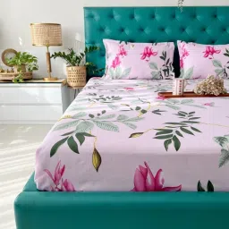 200 TC Cotton King Floral Flat Bedsheet-picture-24