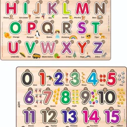 English Capital Alphabets & Number 1 - 20 Wooden Puzzle Combo Pack-27