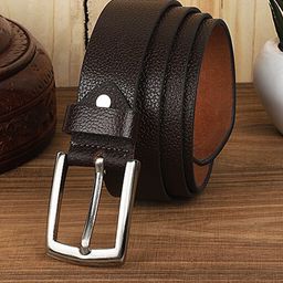 The Roaster Lifestyle Co Men Brown Textured Leather Slim Formal Belt-image-29