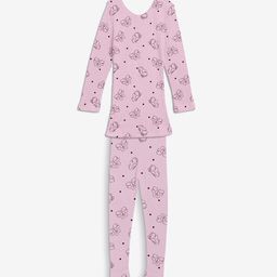 Kanvin Pink Girls Printed Long Sleeves Thermal Set-image-111