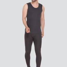 Aerowarm Men Charcoal Grey Solid Thermal Top & Bottom-image-28