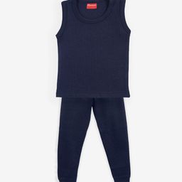 Kanvin Boys Navy Blue Ribbed Thermal Set-image-90
