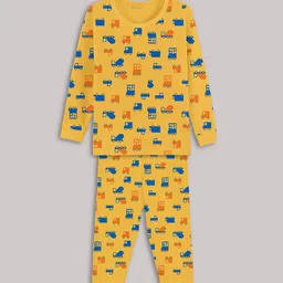 Kanvin Girls Yellow Graphic Printed Thermal Set-image-39