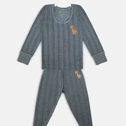 YK Basics Kids Grey Striped Thermal Set-picture-11