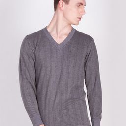 Dollar Ultra Men Charcoal Grey Striped Thermal Top-image-82
