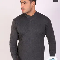 T.T. Mens Desire Anthra Slim Fit V-Neck Solid Thermal Top Pack of 2-image-22