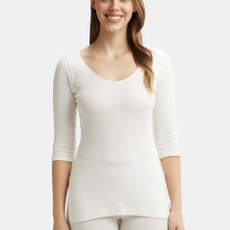 Jockey Women Off-White Solid Thermal Top-21