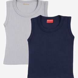 Kanvin Boys grey and navy blue Pack Of 2 Solid Thermal Tops-image-20