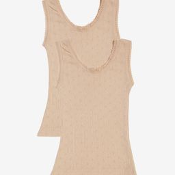 Kanvin Girls Pack Of 2 Beige Self Design Thermal Tops-image-92