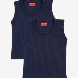 Kanvin Boys Pack Of 2 Navy Blue Ribbed Thermal Vests-image-59