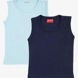 Kanvin Boys Aqua Blue & Navy blue Pack Of 2 Striped Patterned Thermal Tops-image-32