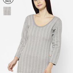 VIMAL JONNEY Women Pack Of 2 Striped Thermal Tops-image-4