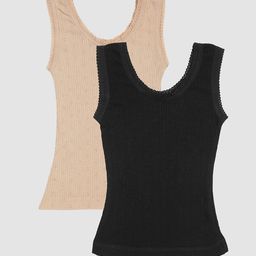 Kanvin Girls black and beige Pack Of 2 Solid Thermal Tops-image-19